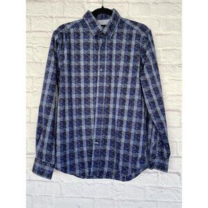 ROBERT GRAHAM Button Down Shirt Men's Blue Cotton Long Sleeve Size Large